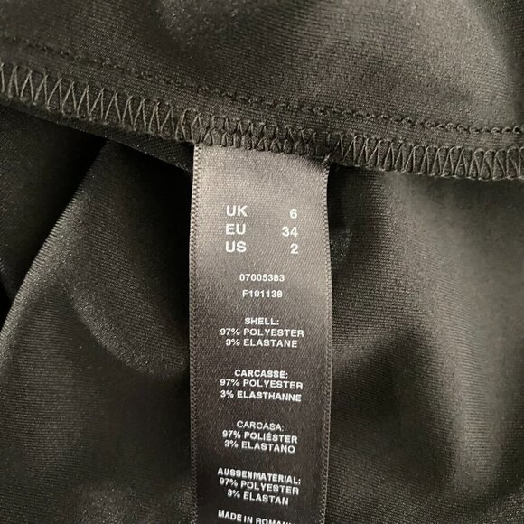 Asos Pleated Shoulder‎ Pencil Dress Size 2 Black Polyester Blend NWT DR-1524 - Picture 12 of 12